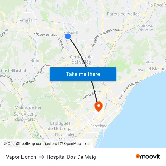 Vapor Llonch to Hospital Dos De Maig map