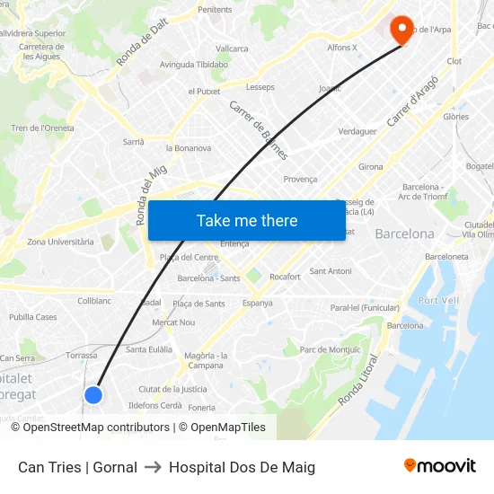 Can Tries | Gornal to Hospital Dos De Maig map