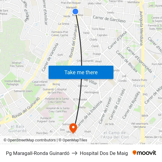 Pg Maragall-Ronda Guinardó to Hospital Dos De Maig map