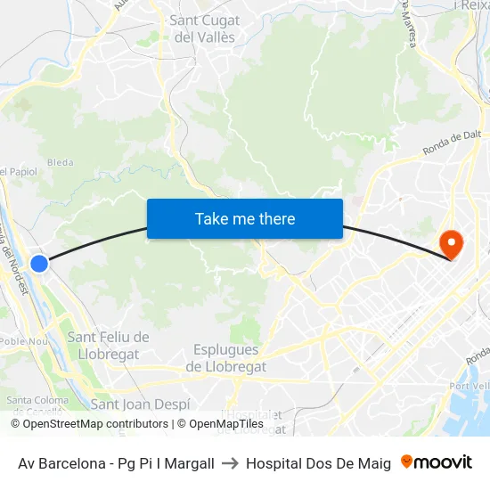 Av Barcelona - Pg Pi I Margall to Hospital Dos De Maig map