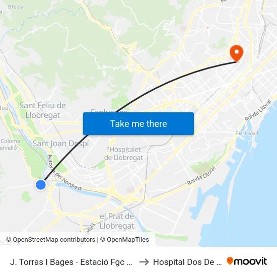 J. Torras I Bages - Estació Fgc Sant Boi to Hospital Dos De Maig map