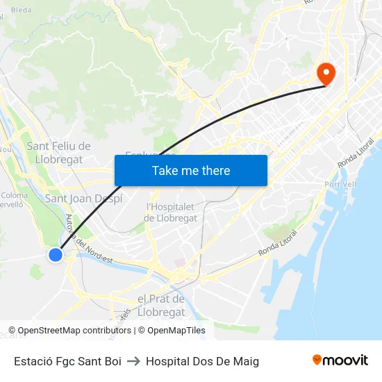 Estació Fgc Sant Boi to Hospital Dos De Maig map