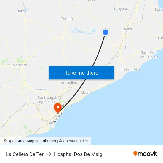 La Cellera De Ter to Hospital Dos De Maig map