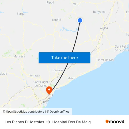 Les Planes D'Hostoles to Hospital Dos De Maig map