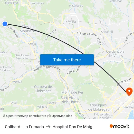 Collbató - La Fumada to Hospital Dos De Maig map