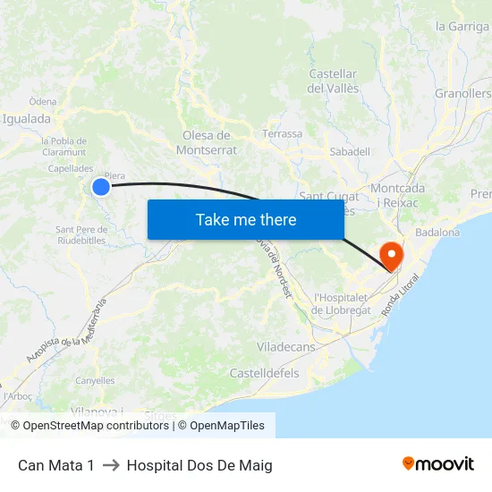 Can Mata 1 to Hospital Dos De Maig map