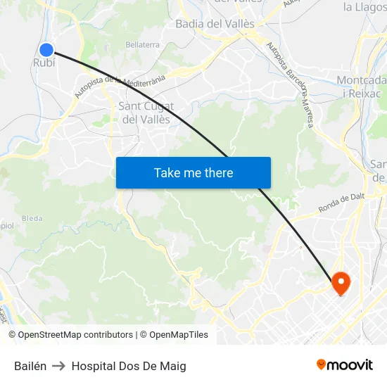 Bailén to Hospital Dos De Maig map