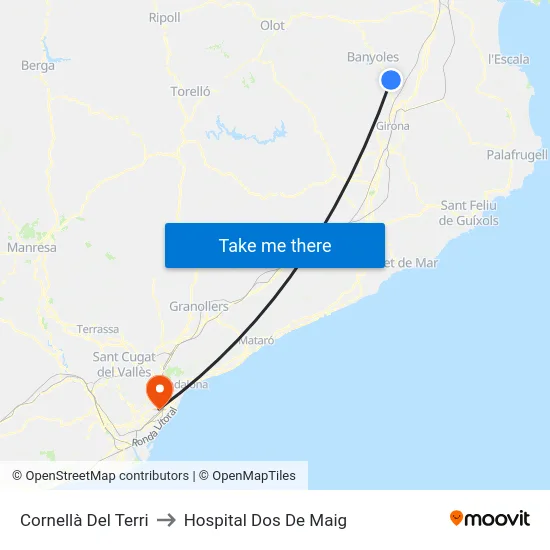 Cornellà Del Terri to Hospital Dos De Maig map