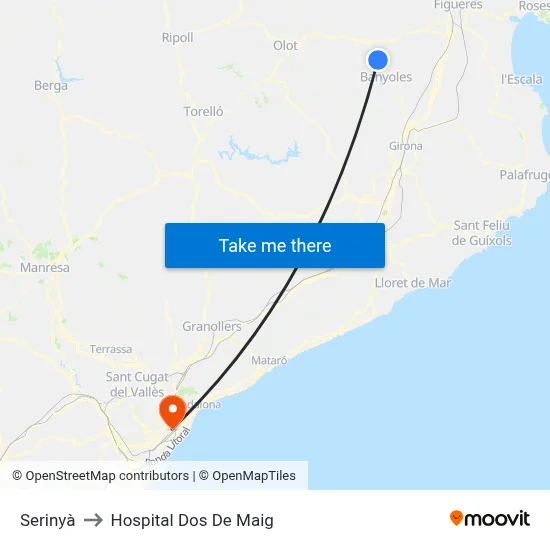 Serinyà to Hospital Dos De Maig map