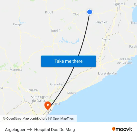 Argelaguer to Hospital Dos De Maig map