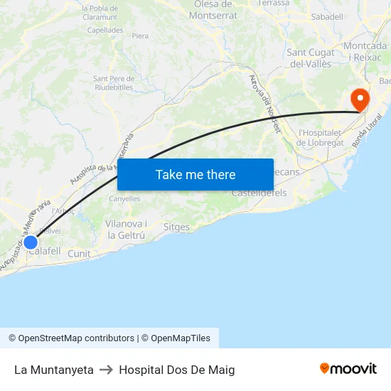 La Muntanyeta to Hospital Dos De Maig map