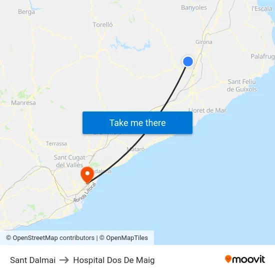 Sant Dalmai to Hospital Dos De Maig map