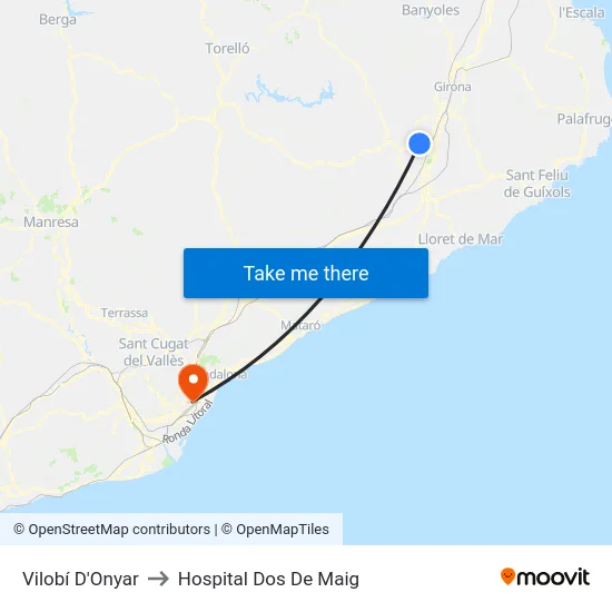 Vilobí D'Onyar to Hospital Dos De Maig map