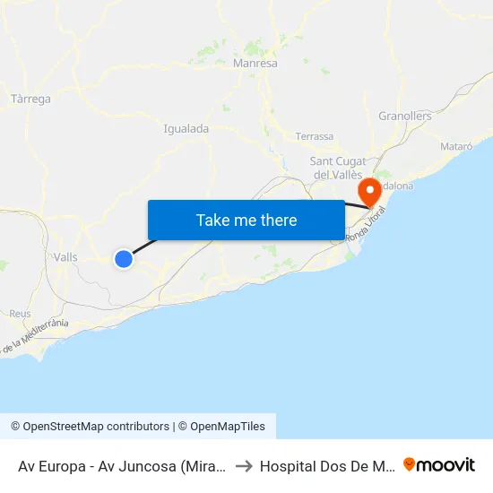 Av Europa - Av Juncosa (Mirador) to Hospital Dos De Maig map