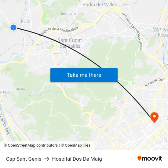 Cap Sant Genís to Hospital Dos De Maig map