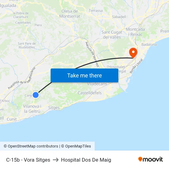 C-15b - Vora Sitges to Hospital Dos De Maig map