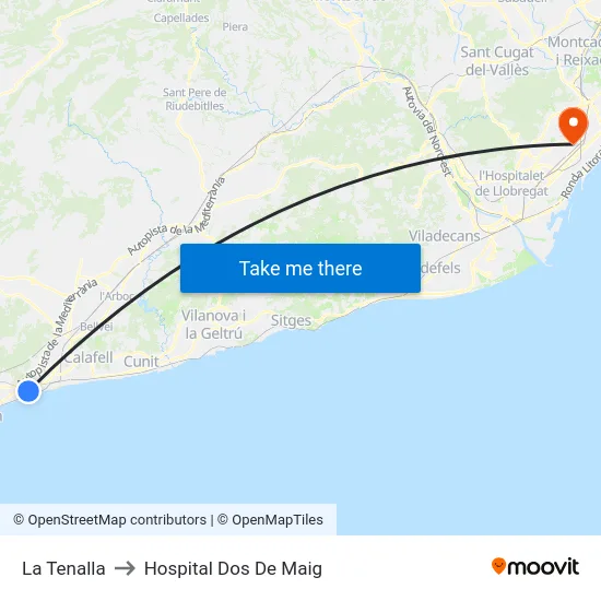 La Tenalla to Hospital Dos De Maig map