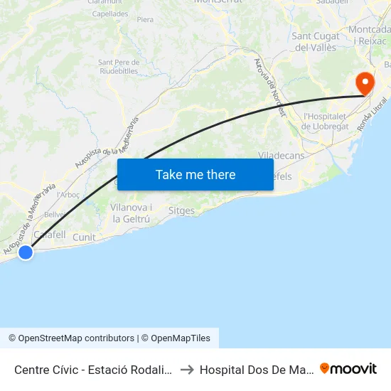 Centre Cívic - Estació Rodalies to Hospital Dos De Maig map