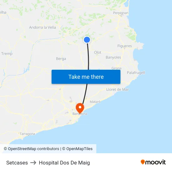 Setcases to Hospital Dos De Maig map