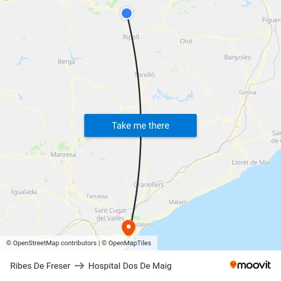Ribes De Freser to Hospital Dos De Maig map