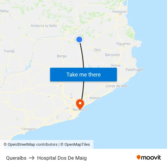 Queralbs to Hospital Dos De Maig map