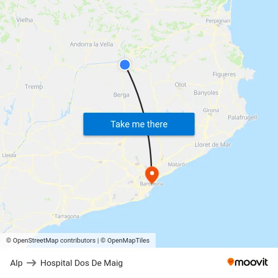 Alp to Hospital Dos De Maig map
