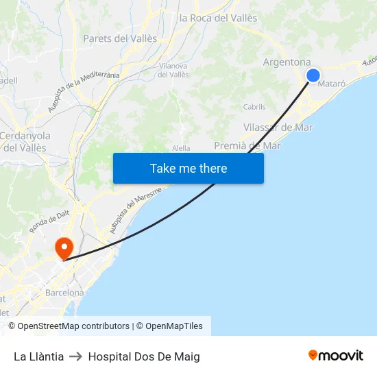 La Llàntia to Hospital Dos De Maig map