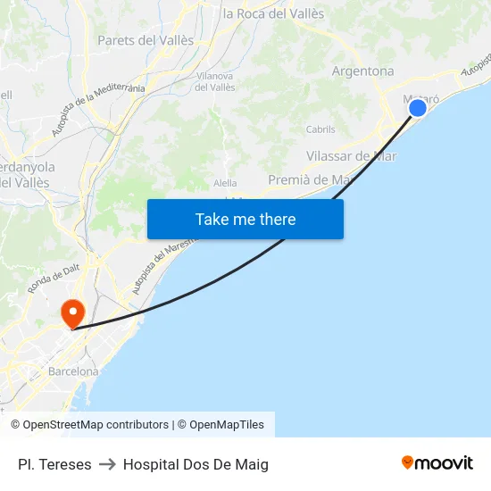 Pl. Tereses to Hospital Dos De Maig map