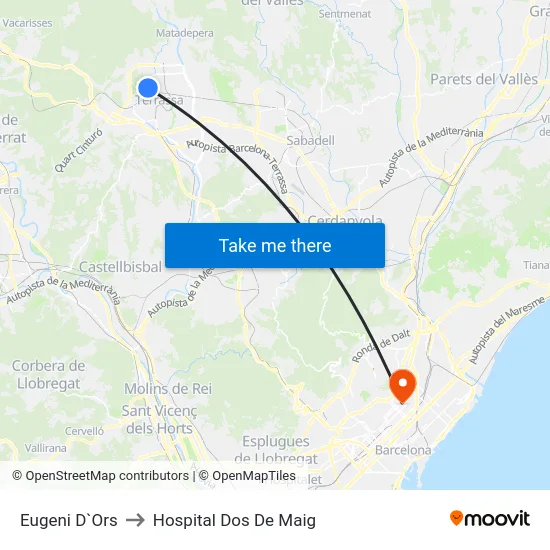 Eugeni D`Ors to Hospital Dos De Maig map