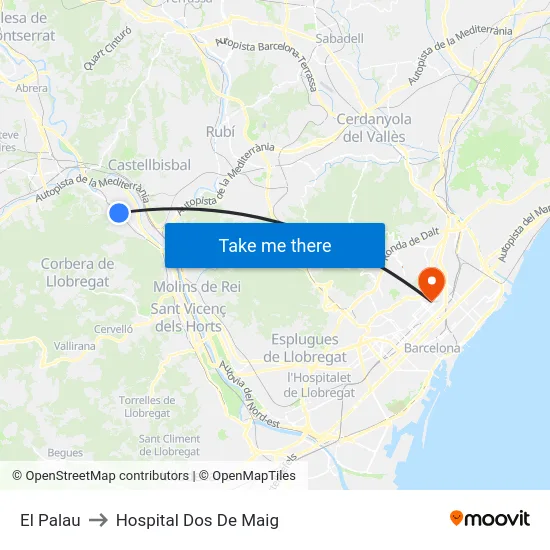 El Palau to Hospital Dos De Maig map