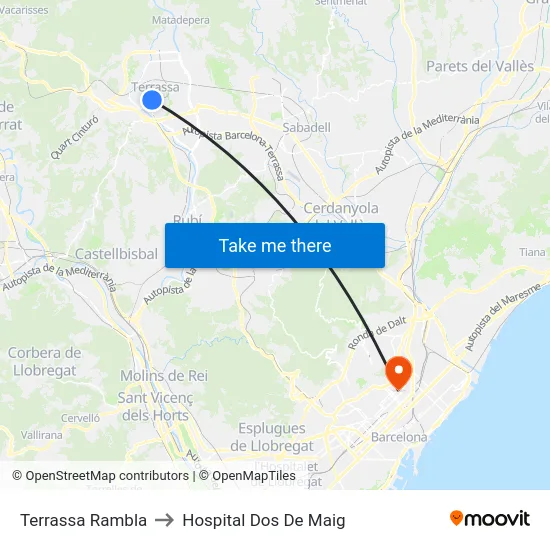 Terrassa Rambla to Hospital Dos De Maig map