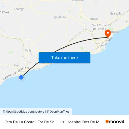 Ctra De La Costa - Far De Salou to Hospital Dos De Maig map