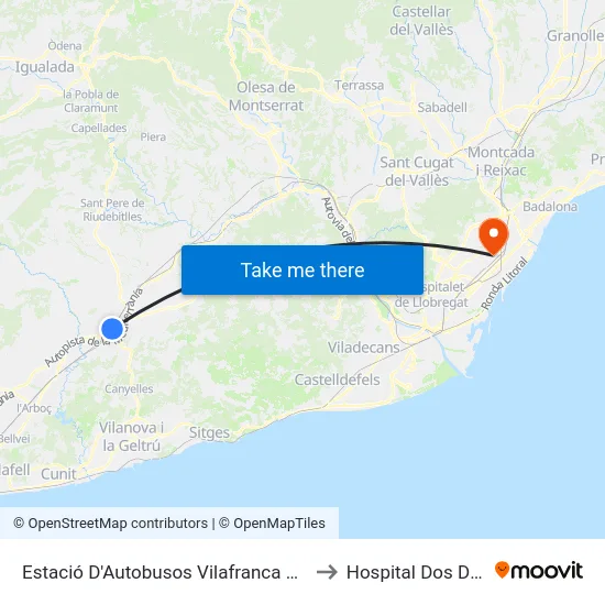 Estació D'Autobusos Vilafranca Del Penedès to Hospital Dos De Maig map