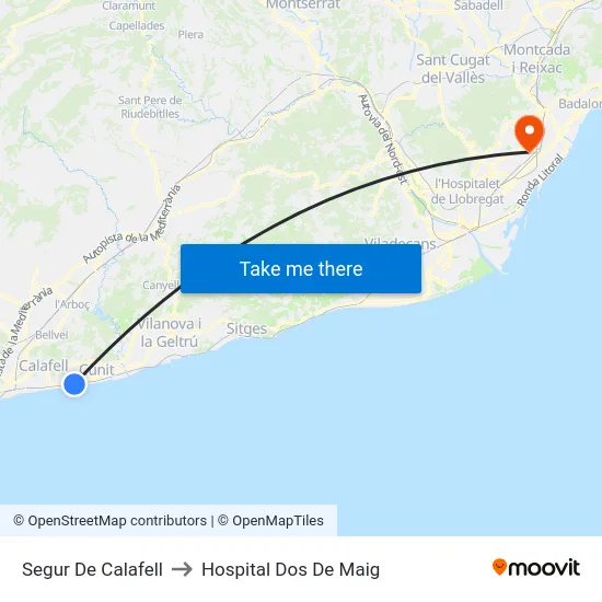 Segur De Calafell to Hospital Dos De Maig map