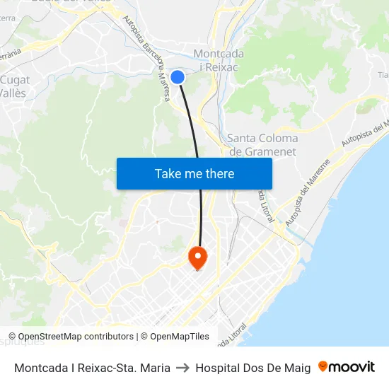 Montcada I Reixac-Sta. Maria to Hospital Dos De Maig map