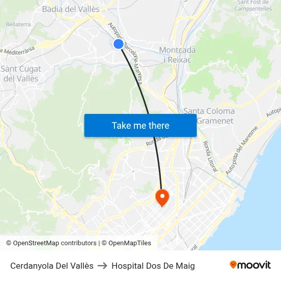 Cerdanyola Del Vallès to Hospital Dos De Maig map