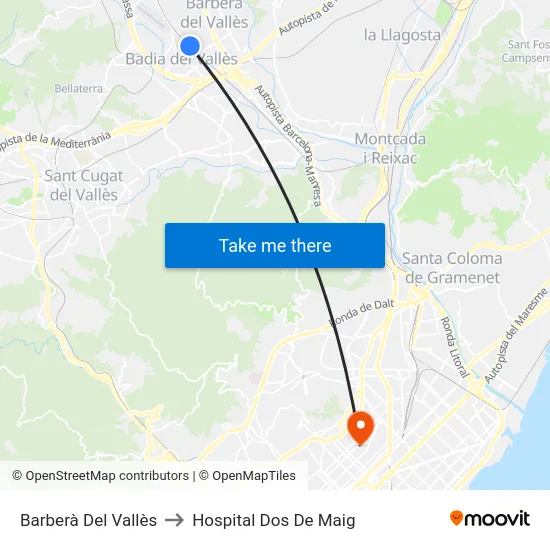 Barberà Del Vallès to Hospital Dos De Maig map