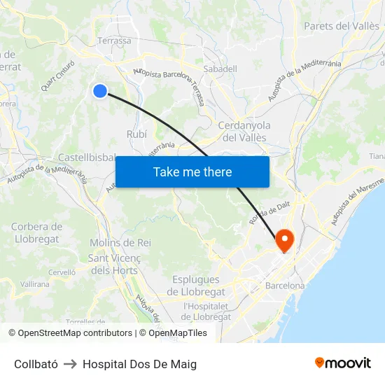 Collbató to Hospital Dos De Maig map