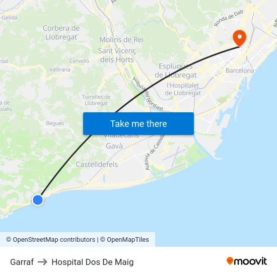 Garraf to Hospital Dos De Maig map
