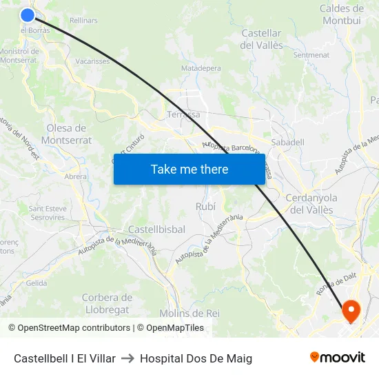 Castellbell I El Villar to Hospital Dos De Maig map