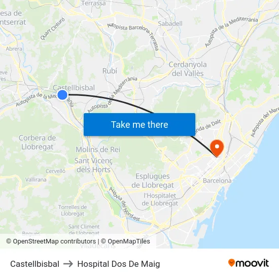 Castellbisbal to Hospital Dos De Maig map