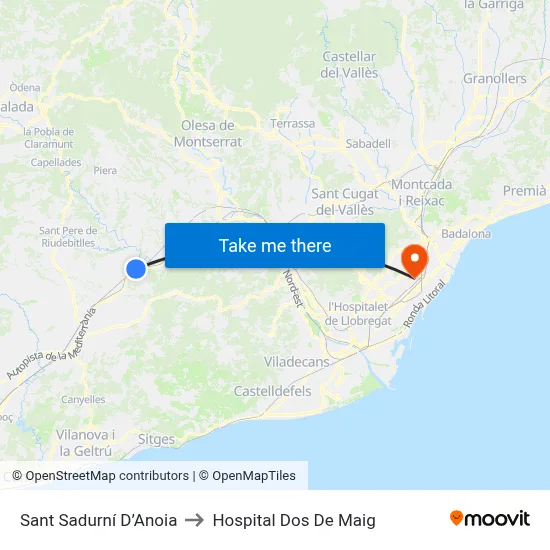 Sant Sadurní D’Anoia to Hospital Dos De Maig map