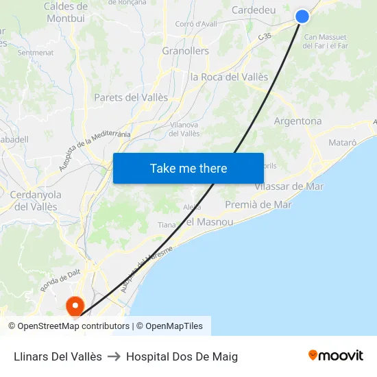 Llinars Del Vallès to Hospital Dos De Maig map