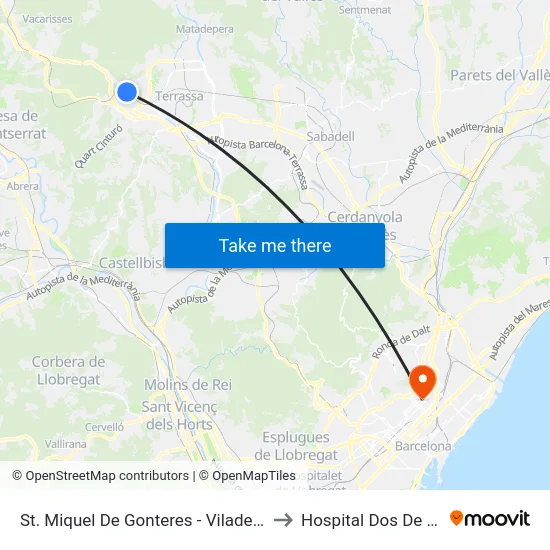 St. Miquel De Gonteres - Viladecavalls to Hospital Dos De Maig map