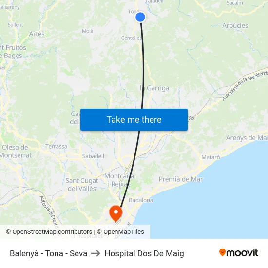 Balenyà - Tona - Seva to Hospital Dos De Maig map