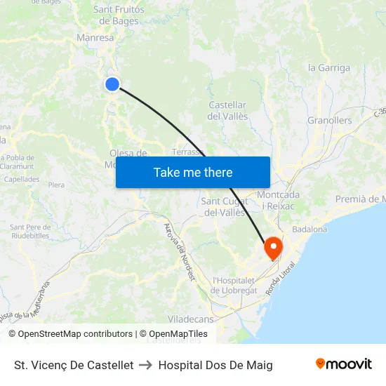 St. Vicenç De Castellet to Hospital Dos De Maig map