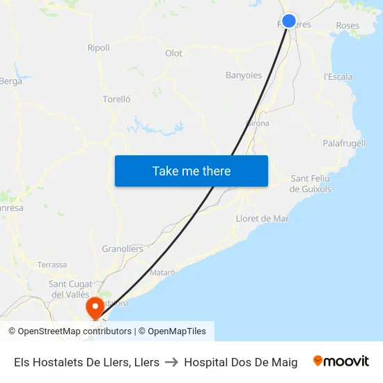 Els Hostalets De Llers, Llers to Hospital Dos De Maig map