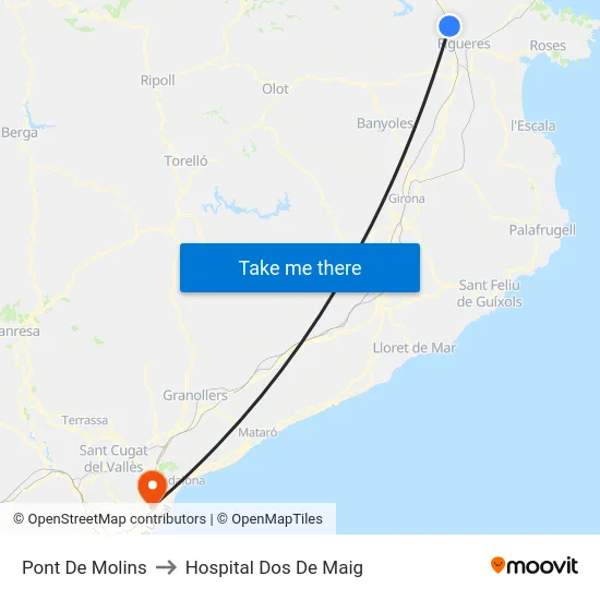 Pont De Molins to Hospital Dos De Maig map