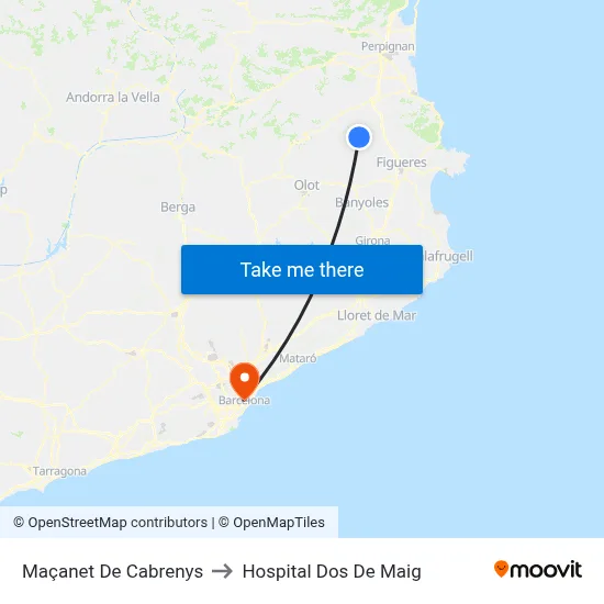 Maçanet De Cabrenys to Hospital Dos De Maig map