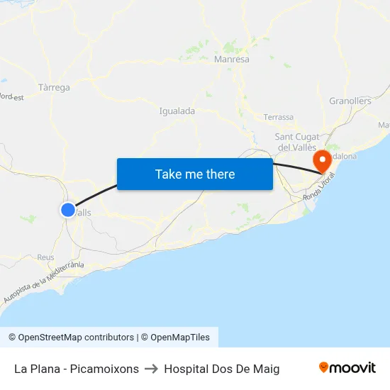 La Plana - Picamoixons to Hospital Dos De Maig map